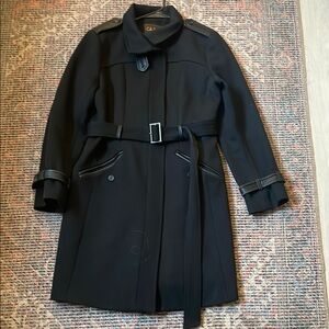 Cole Haan Wool Blend Trench Coat Black Size 6